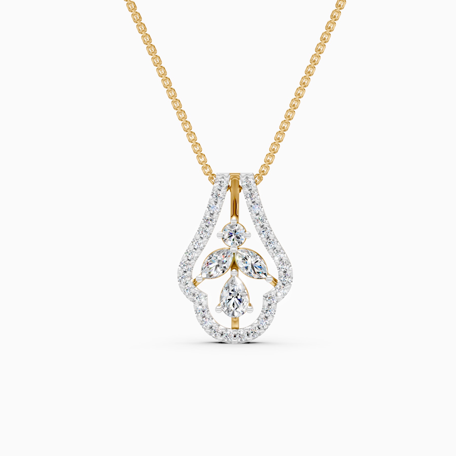 Designer Floral Lab Grown Diamond Pendant Necklace